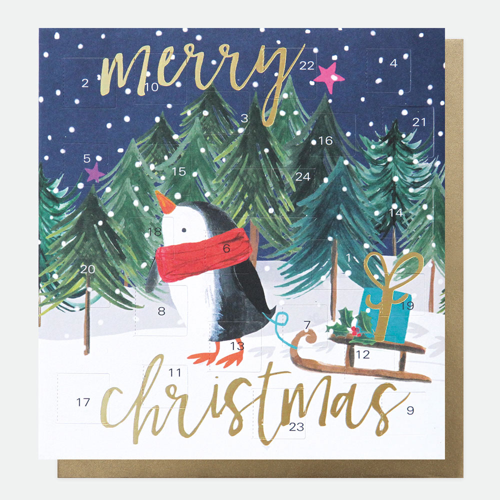 Penguin Advent Calendar Card By Caroline Gardner